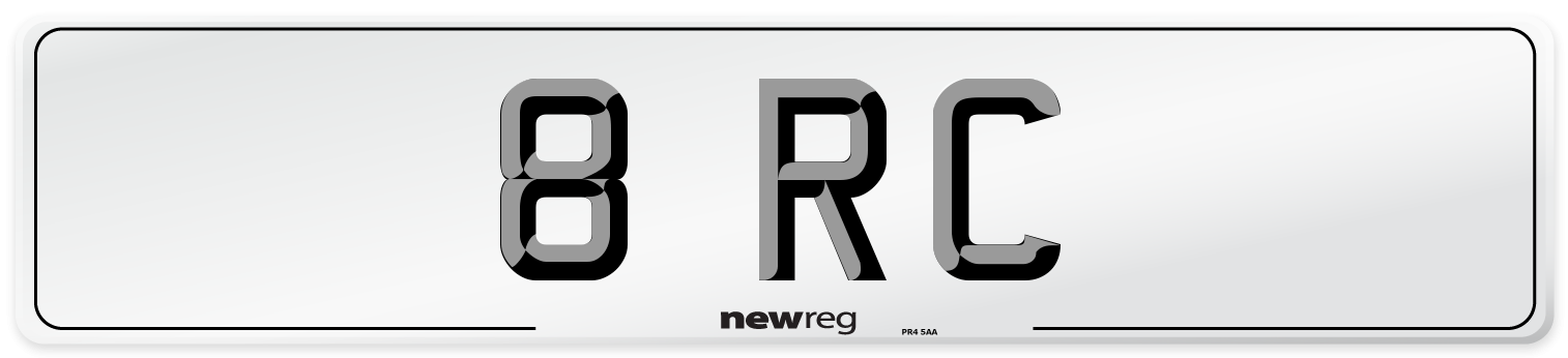 8 RC Number Plate from New Reg